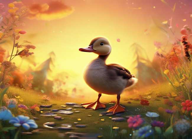 儿童故事丑小鸭插画，丑小鸭的故事插画