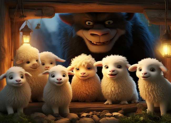 儿童故事大灰狼和七只羊、育儿睡前故事-大灰狼和七只小羊