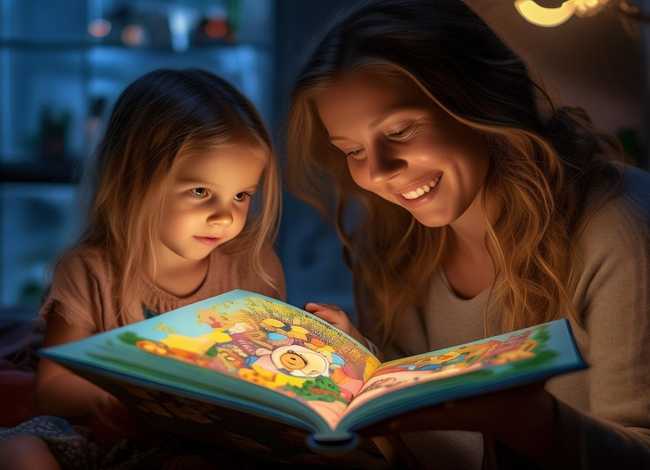 读儿童故事绘本；阅读儿童故事绘本