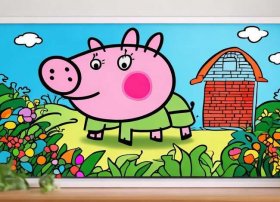 小猪佩奇儿童涂色画打印 - 小猪佩奇涂色画打印大图