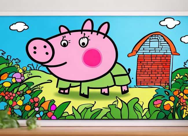 小猪佩奇儿童涂色画打印 - 小猪佩奇涂色画打印大图