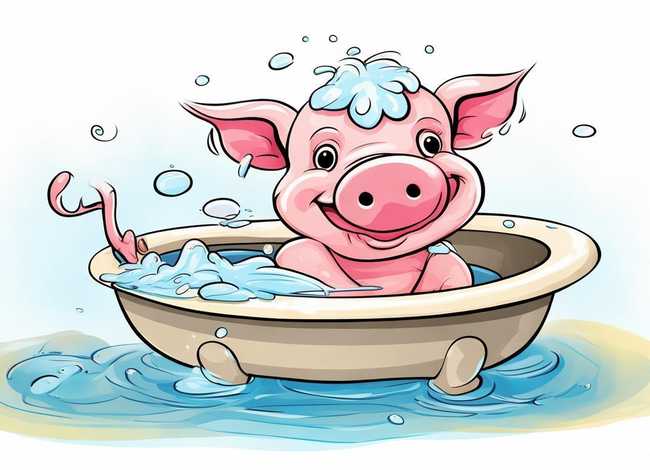 小猪洗澡儿歌插图（小猪洗澡儿歌插图简笔画）