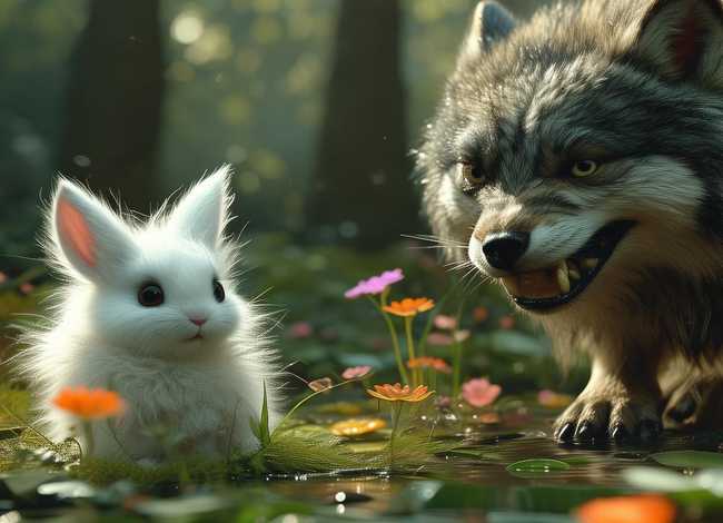 儿童小白兔和大灰狼的故事完整版，儿歌小白兔和大灰狼的故事