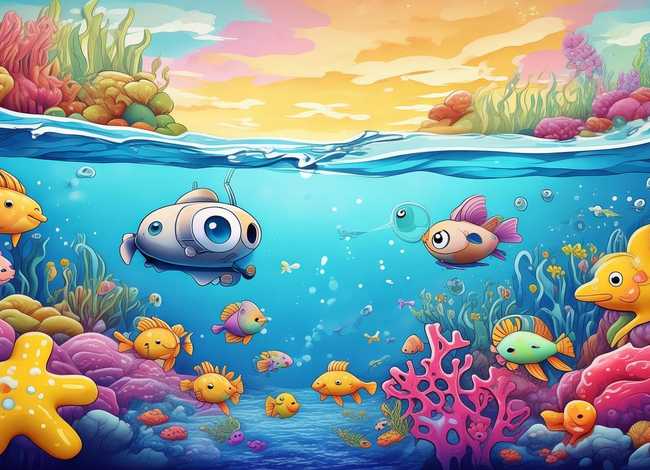 海底儿童画一年级，一年级画的儿童海底