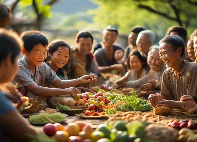 一起分享劳动成果；一起分享劳动成果的成语