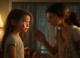 儿童故事女孩被妈妈打；小女孩儿被妈妈打