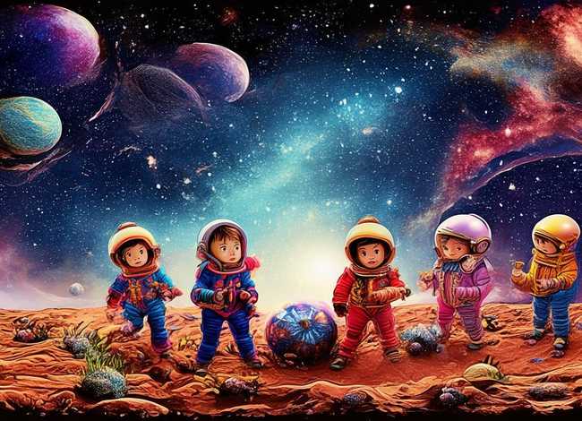 儿童太空电子版、太空儿童主题画