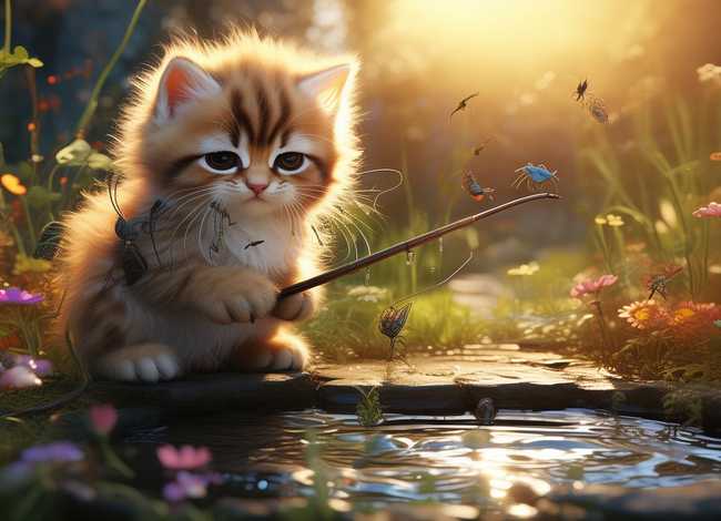 小猫钓鱼的故事，小猫钓鱼的故事图片