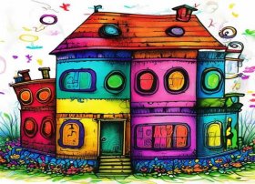 儿童故事七彩屋，七彩房子儿童画