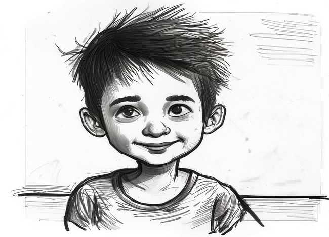 儿童自画像简笔画男孩，3-6岁儿童自画像简笔画男孩