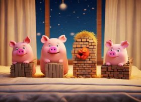 儿童睡前故事书阅读三只小猪，幼儿经典睡前故事-三只小猪书籍