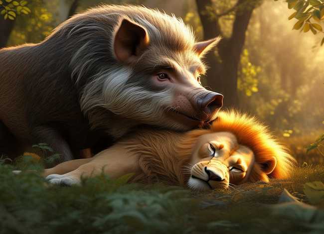 儿童故事之舍命救子的野猪（野猪救了狮子一命是什么电影）