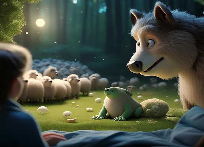 儿童睡前故事大灰狼和青蛙完整版、幼儿睡前故事大灰狼和羊