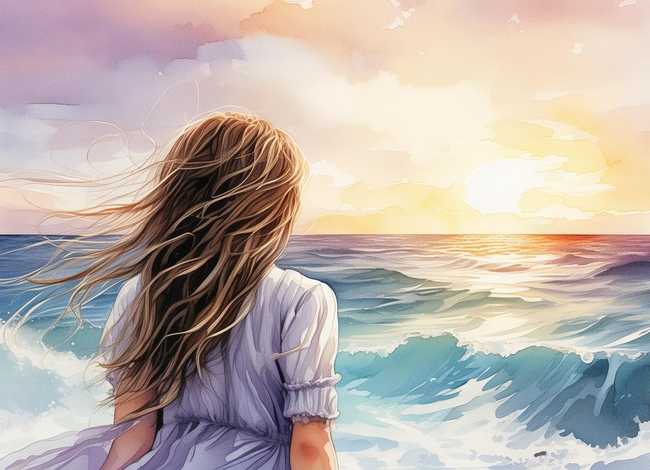 看海的小女孩图片唯美;看海的小女孩图片唯美简笔画 看海的小女孩图片唯美;看海的小女孩图片唯美简笔画