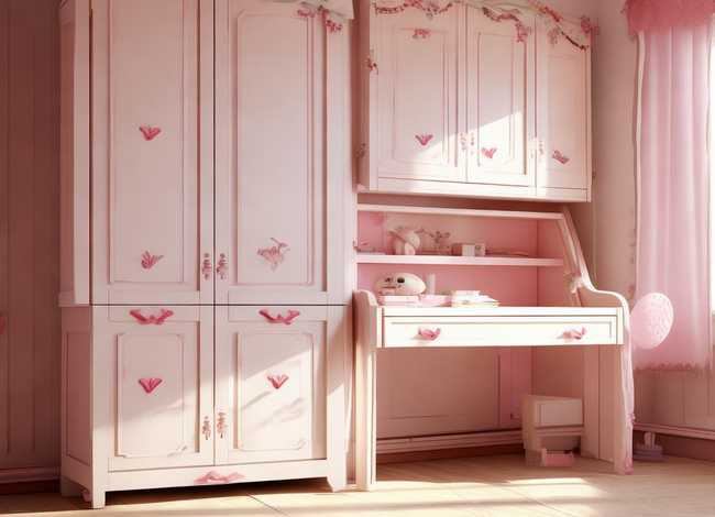 儿童房衣柜书桌一体效果图（儿童房衣柜书桌一体效果图女孩）