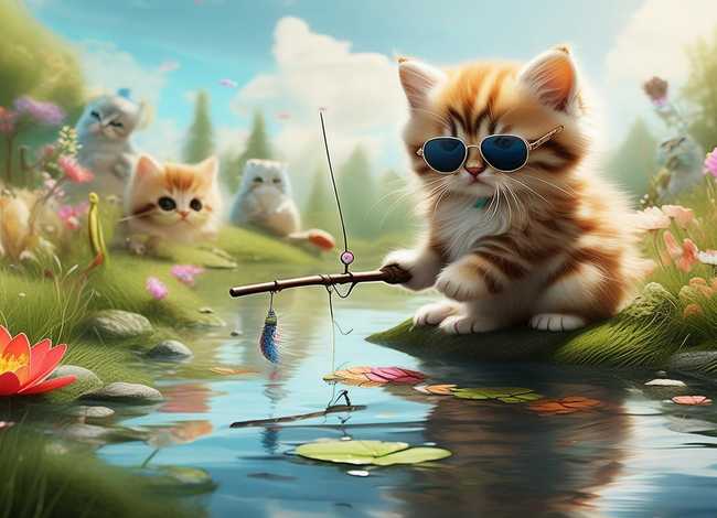 小猫钓鱼故事绘本图片；小猫钓鱼故事绘本图片大全