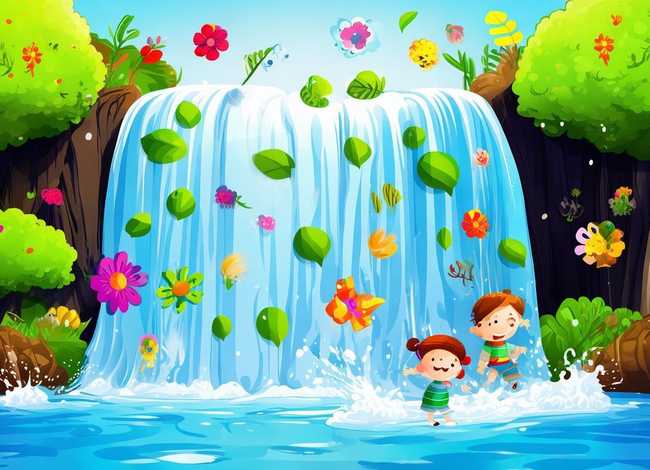 瀑布儿童版，瀑布 儿童画