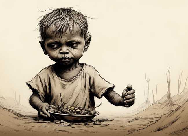 饥饿儿童的简笔画 饥饿儿童的简笔画图片