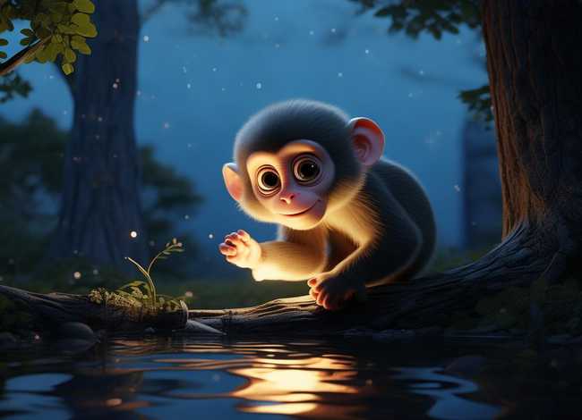 儿童睡前故事猴子捞月亮完整版，宝宝睡前故事猴子捞月亮