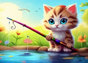 儿童启蒙绘本故事小猫钓鱼 幼儿绘本故事小猫钓鱼