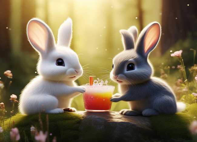 儿童故事小白兔和饮料、幼儿故事小白兔和小灰兔