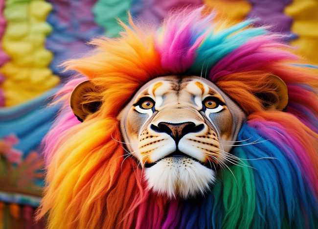 儿童故事比赛狮子烫发故事图片，儿童故事表演狮子妆容图片