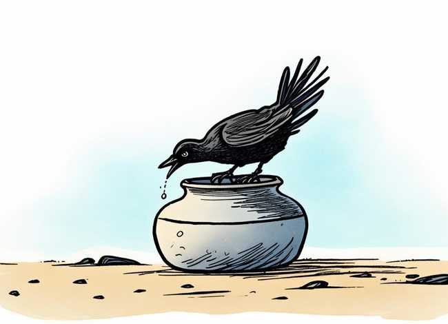 乌鸦喝水的故事绘本简笔画（乌鸦喝水的故事绘本简笔画图片）