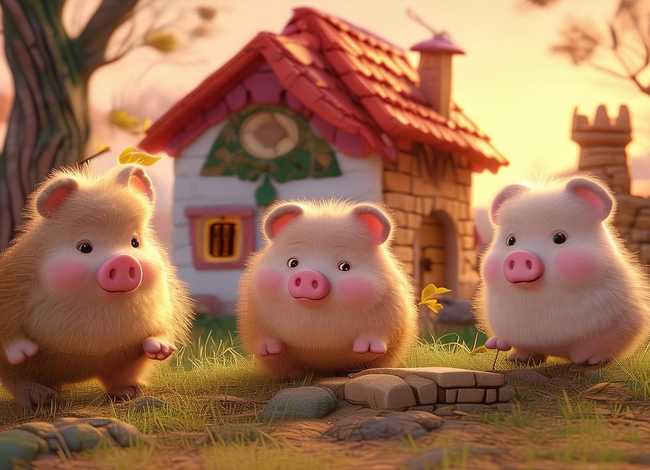 睡前小故事儿童版三只小猪盖房子 - 三只小猪的故事盖房子 睡前故事