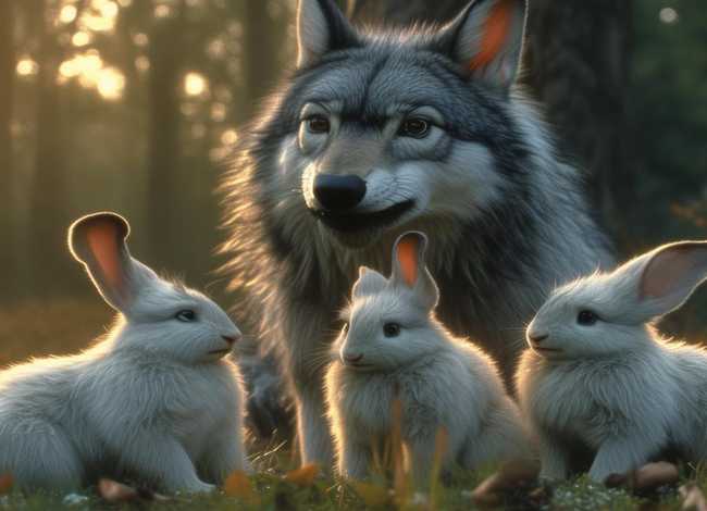 儿童睡前故事大灰狼与三只小白兔、寓言故事大灰狼与三只小白兔