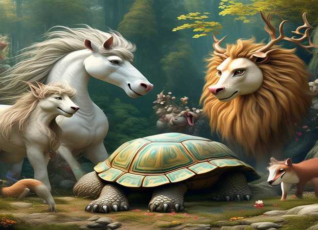 故事 动物、故事 动物 与乌龟