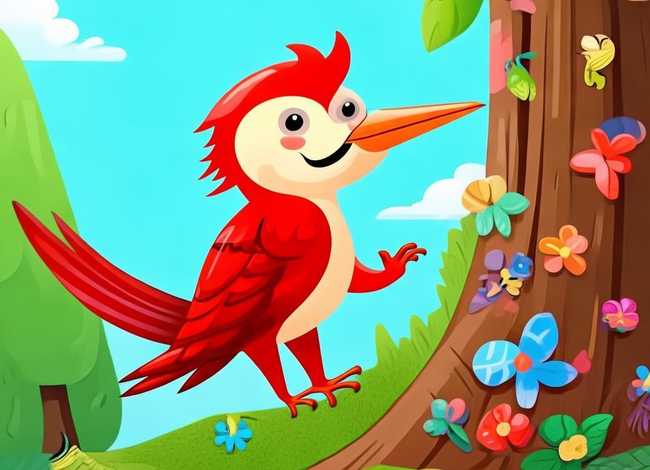 儿童啄木鸟故事动画片 啄木鸟的儿童画图片