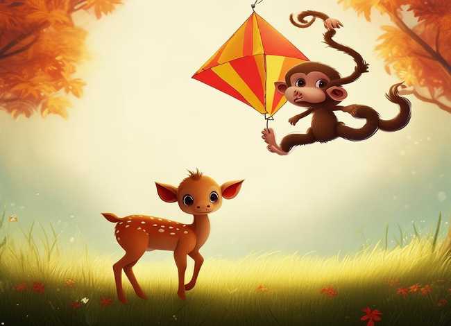 用猴风筝和小鹿创编儿童故事，小猴和小鹿的故事