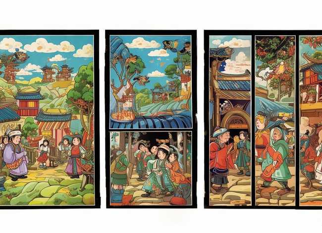 儿童民间故事连环画四张 - 民间故事连环画四幅