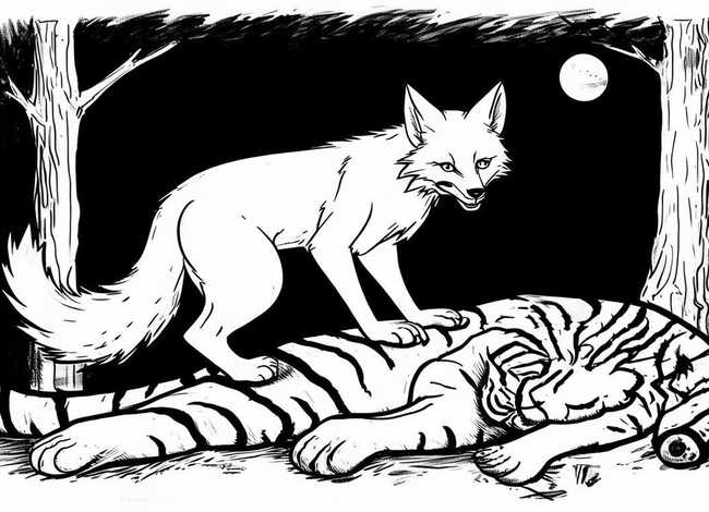 狐假虎威寓言故事连环画简单好画 狐假虎威寓言故事简笔画