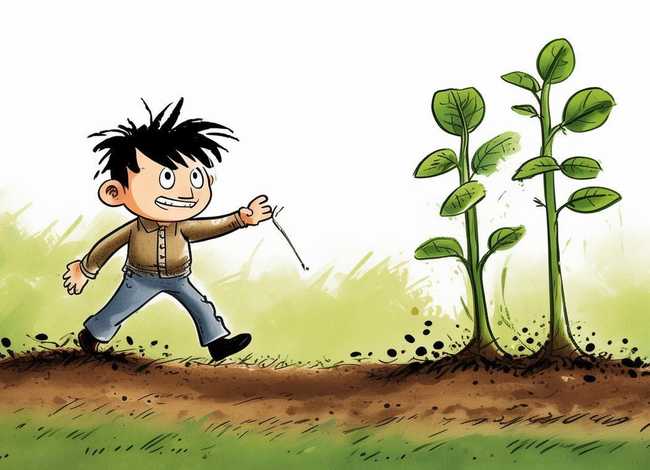 拔苗助长成语故事绘本图片、拔苗助长成语故事绘画