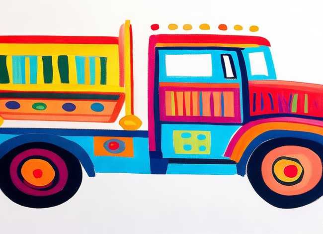 卡车儿童简笔画涂色打印版、卡车简笔画 儿童 彩色