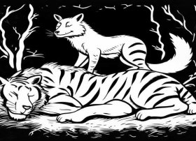 狐假虎威成语故事简笔画 成语故事狐假虎威简笔画图片