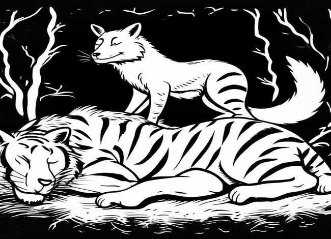 狐假虎威成语故事简笔画 成语故事狐假虎威简笔画图片