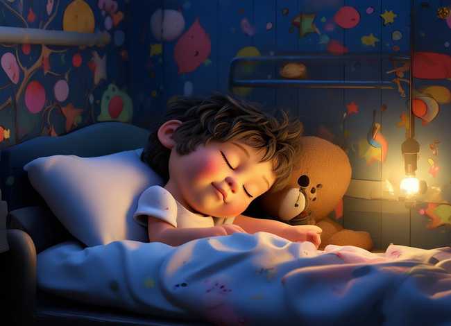 睡觉儿童插画，睡觉的儿童插画