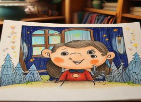 听故事的儿童画、听故事的小孩简笔画