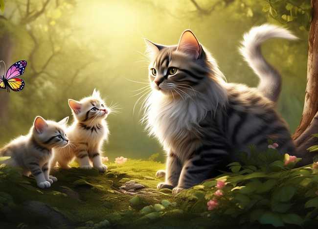 童话故事猫妈妈带小猫长见识、猫妈妈带小猫长见识350字