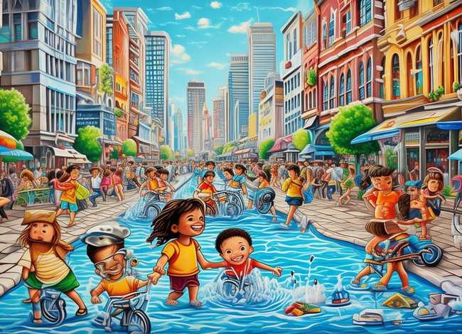 城市儿童画、城市幼儿画