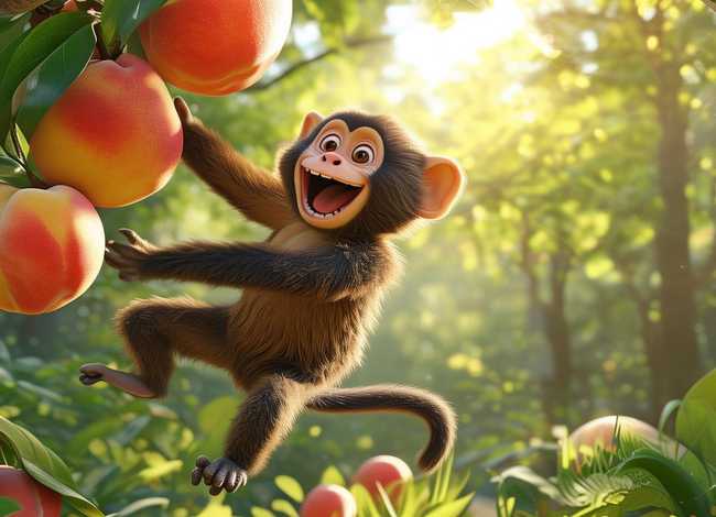 儿童故事大全猴子摘桃 - 幼儿故事猴子摘桃