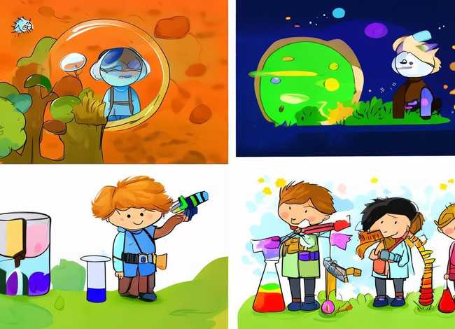 4格儿童简笔画科学故事;科学小故事简笔画 4格儿童简笔画科学故事;科学小故事简笔画