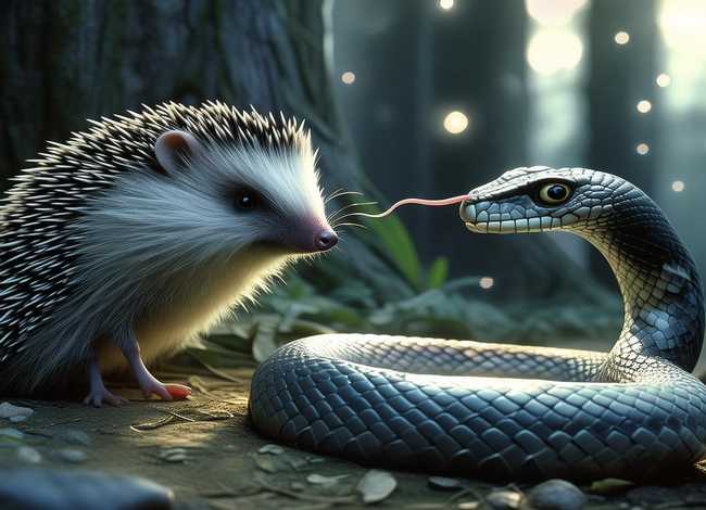 蛇与刺猬的儿童故事，睡前故事毒蛇与小刺猬