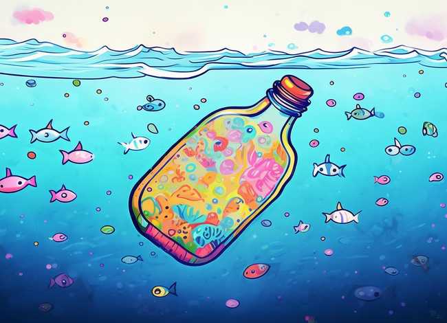 漂流瓶儿童简笔画；漂流瓶儿童画获奖作品