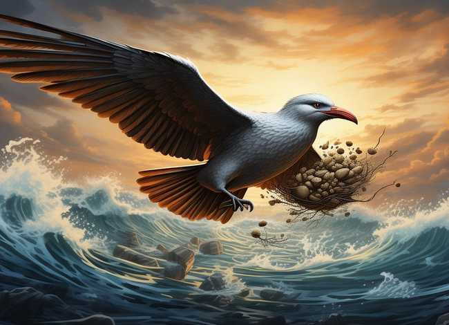 精卫填海故事图片素材；精卫填海故事图片素材简单