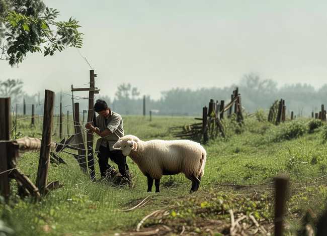 亡羊补牢成语配画；亡羊补牢的成语画