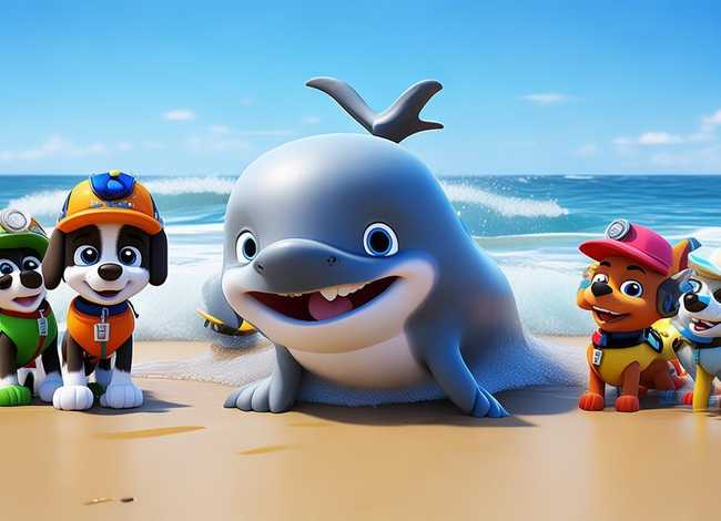 汪汪队救援小鲸鱼的儿童故事（汪汪队游上岸的小鲸鱼故事）