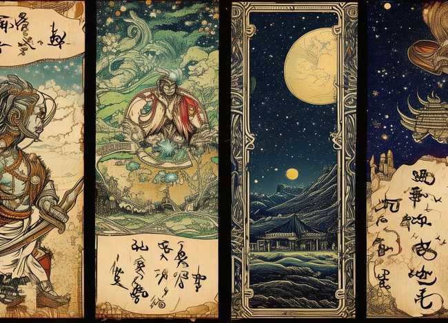 神话故事 连环画 - 神话故事 连环画 四幅图(有字的)